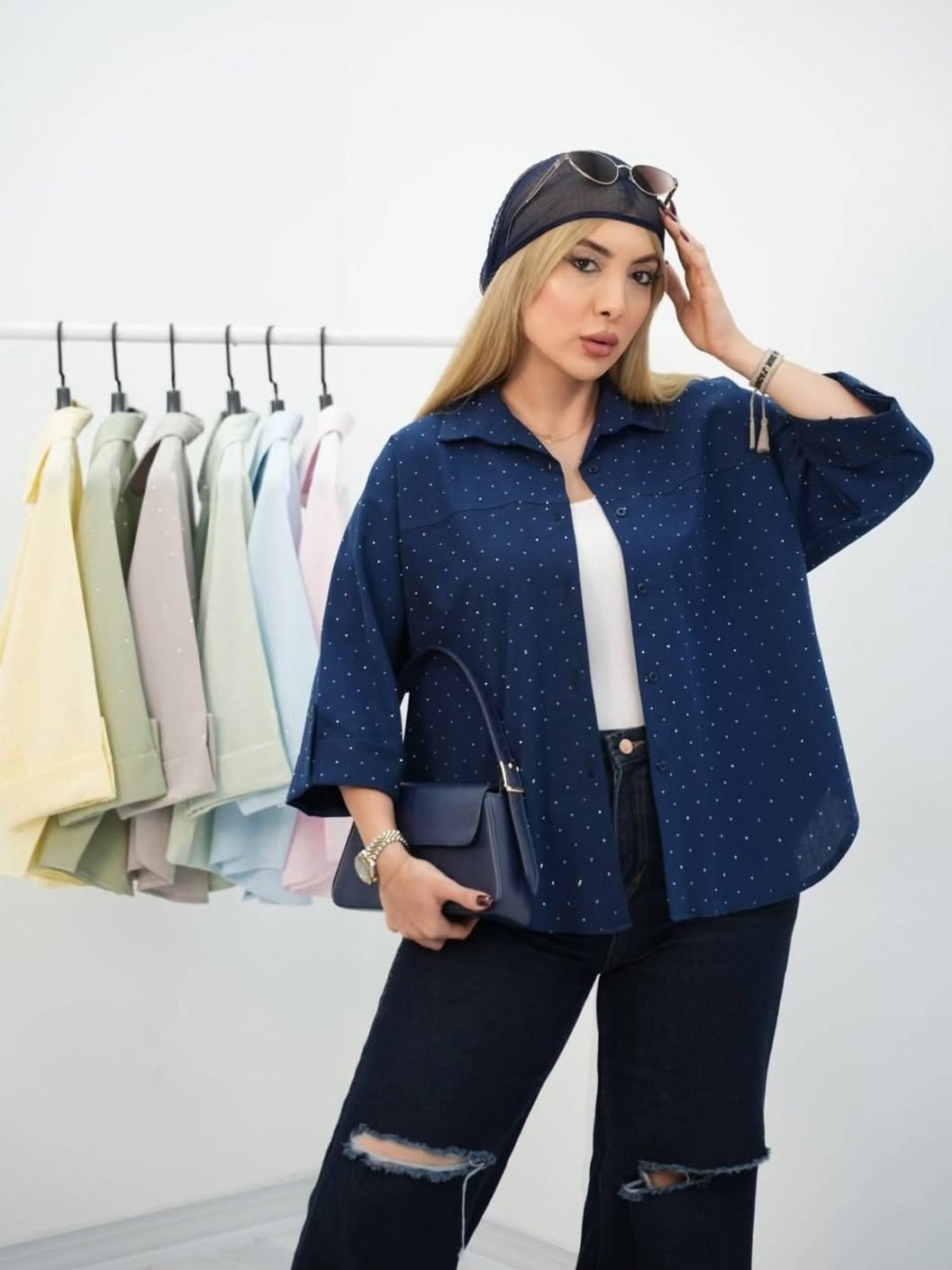 شومیز باکسی فول نگین